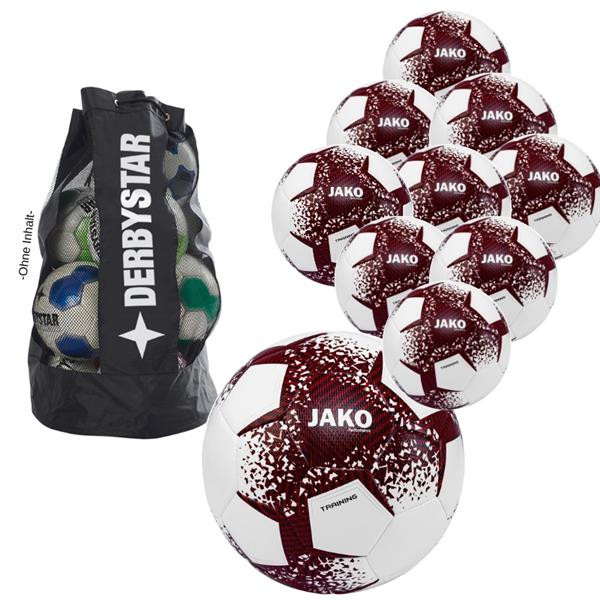 10er Ballpaket JAKO Trainingsball Performance 5 Weiß/Schwarz/Sportrot