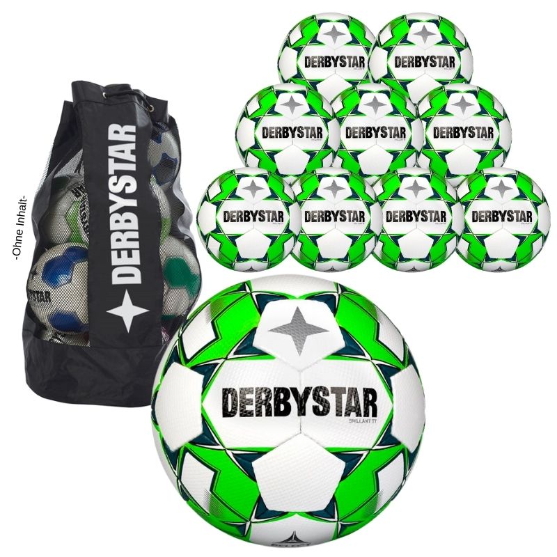 10er Ballpaket Derbystar Brillant TT v22 Gr. 5 Weiss/Grün/Grau