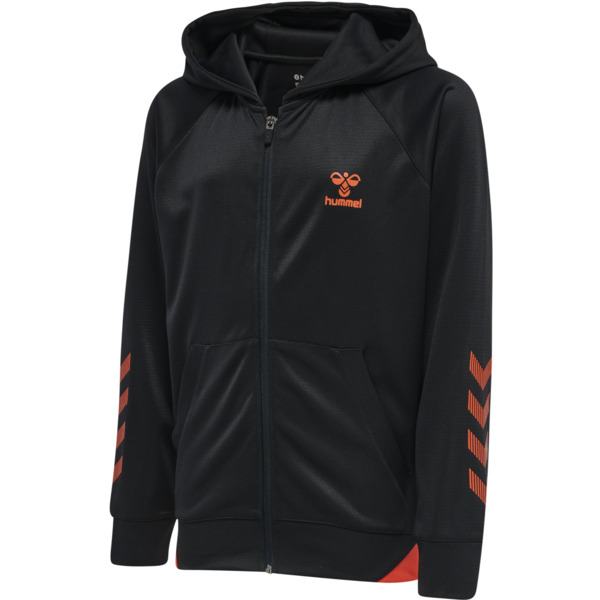 Hummel hmlGG12 ACTION ZIP HOODIE KIDS - BLACK/CHERRY TOMATO - 152