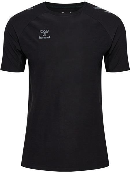 HUMMEL hmlCIMA 2.0 JERSEY S/S - BLACK MELANGE - 2XL