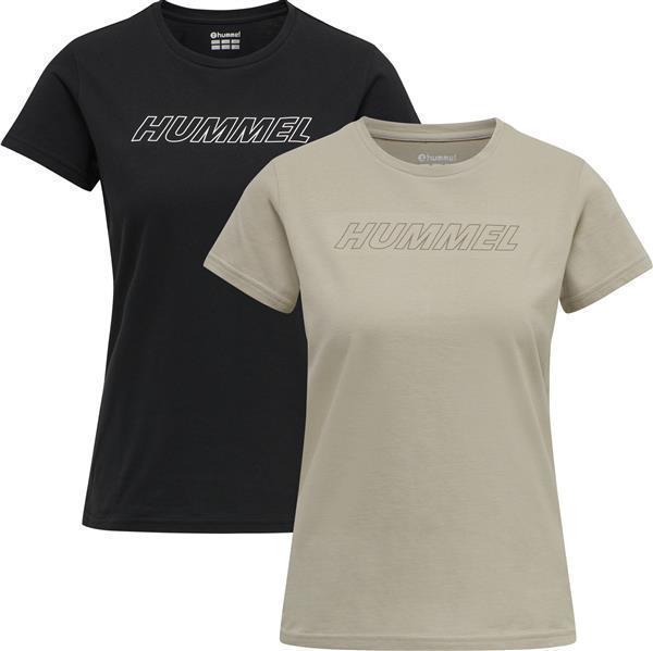 Hummel hmlTE CALI 2-PACK COTTON T-SHIRT - BLACK/CHATEAU GREY - XS