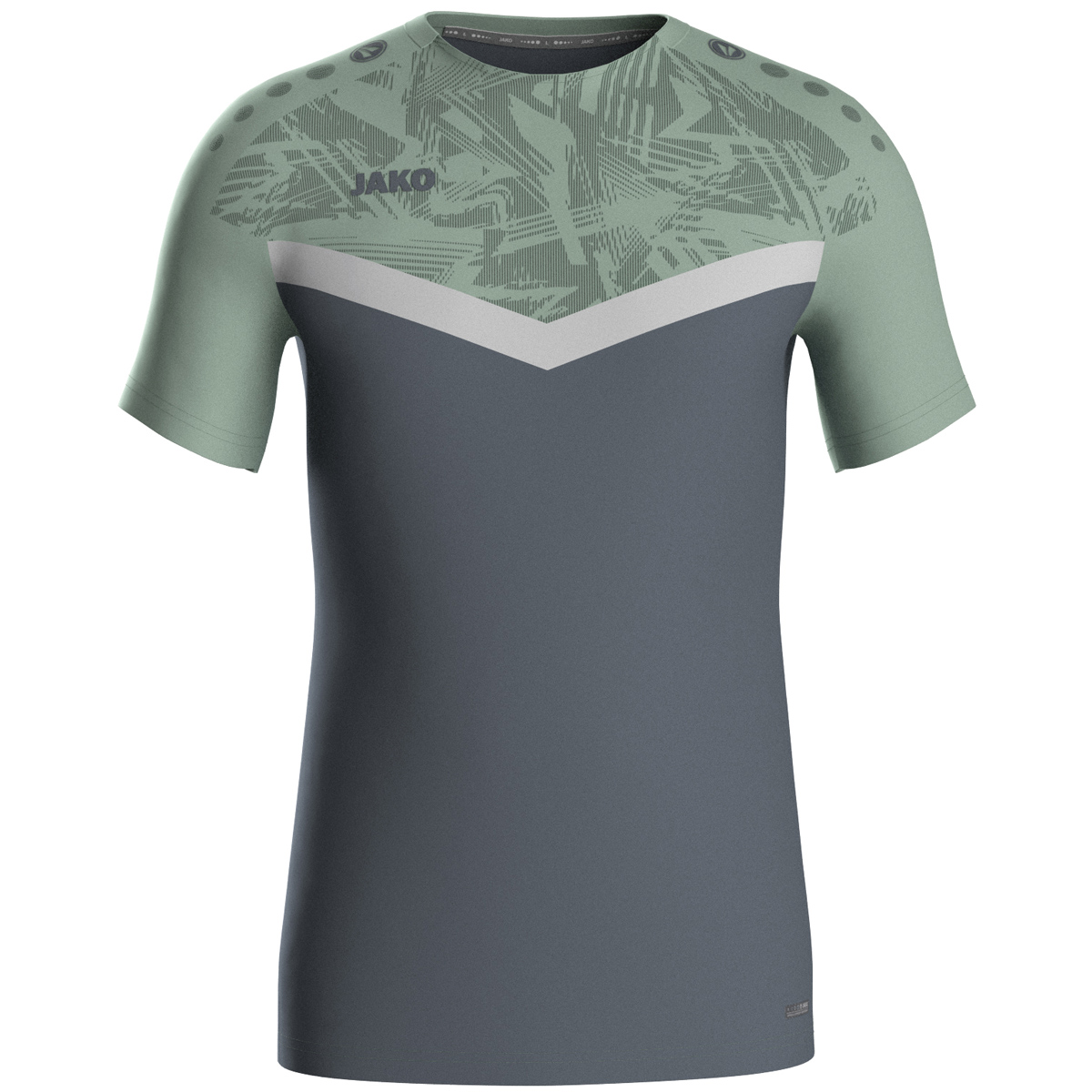 JAKO T-Shirt Iconic, L, anthra light/mintgrün/soft grey