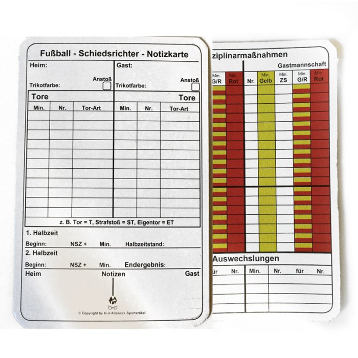 b+d 50 Spielnotizkarten Fussball