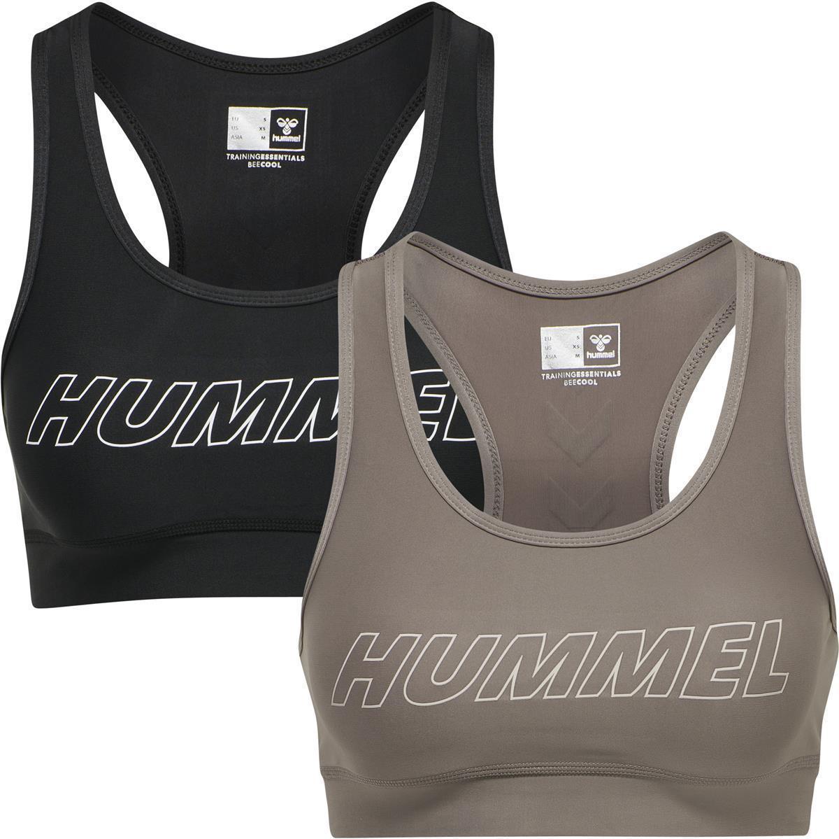 Hummel hmlTE TOLA 2-PACK SPORTS BRA - BLACK/DRIFTWOOD - XS