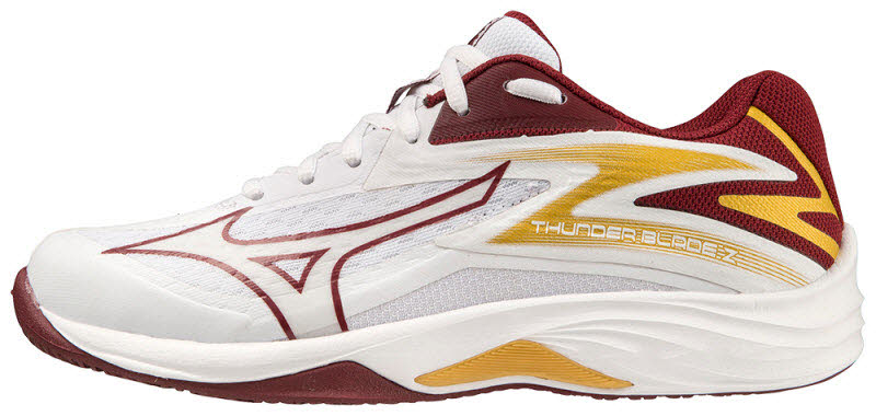 Mizuno Corporation  Corporation Thunder Blade Z Hallenschuh Women white/cabrnet/MP Gold 42,5