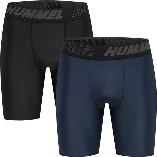 Hummel hmlTE TOPAZ 2-PACK TIGHT SHORTS - BLACK/INSIGINA BLUE - XL