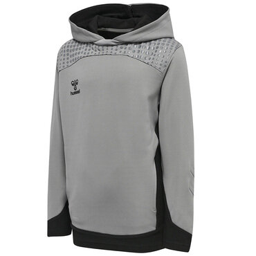 hmlLEAD POLY HOODIE KIDS - GREY MELANGE - 152