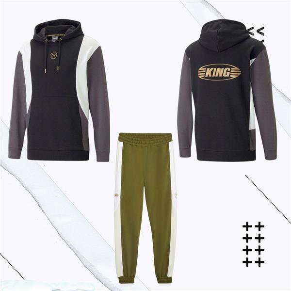 Puma King Kollektion Set schwarz/grau XL Olive drab-aplpine snow XL