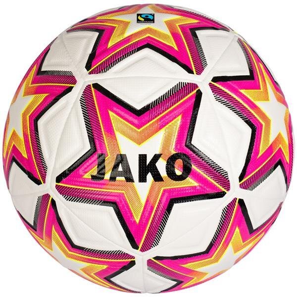 JAKO Trainingsball World 12 Panel, Hybrid, 5, weiß/pink/schwarz
