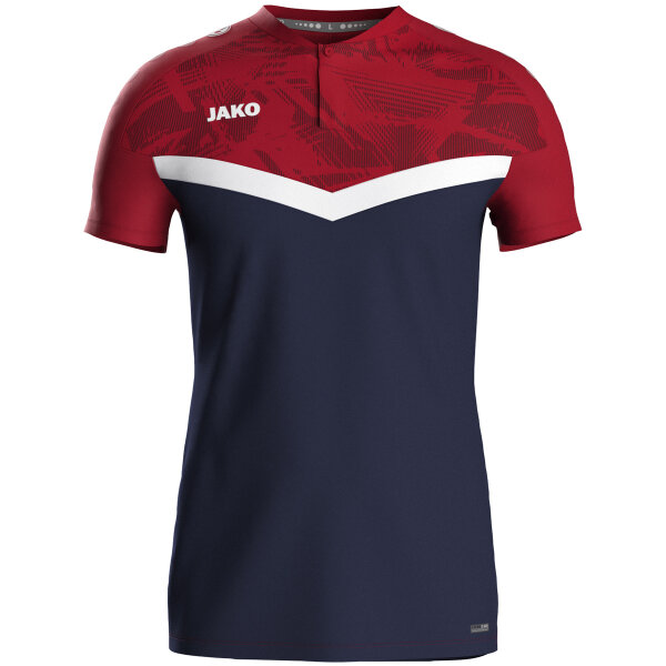 JAKO Polo Iconic, L, marine/chili rot