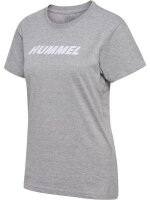 HUMMEL hmlELEMENTAL LOGO COTTON TEE WOMAN - GREY MELANGE - M