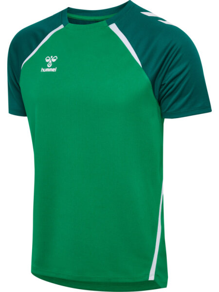 HUMMEL hmlLEAD 2.0 JERSEY S/S - JELLY BEAN/EVERGREEN - M