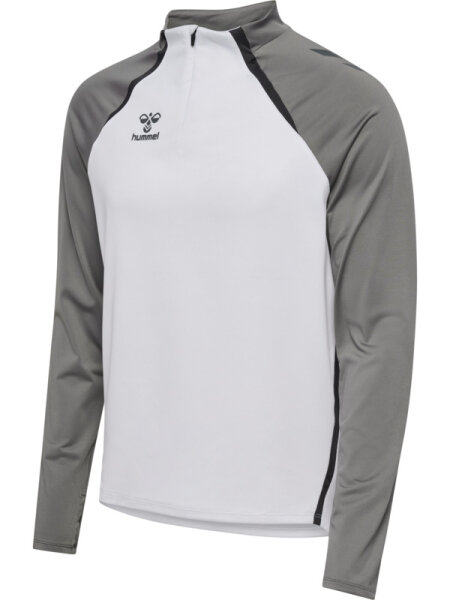 HUMMEL hmlLEAD 2.0 HALF ZIP - WHITE/STEEL GRAY - M