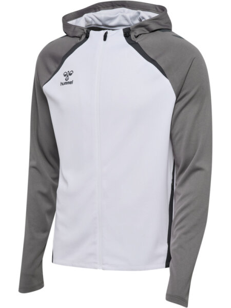 HUMMEL hmlLEAD 2.0 ZIP HOODIE - WHITE/STEEL GRAY - M