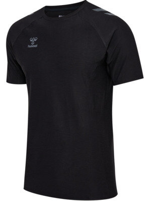 HUMMEL hmlCIMA 2.0 JERSEY S/S - BLACK MELANGE - 3XL