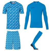 Uhlsport Progressive Torwart Set Kinder kurzarm cyan/weiß 152