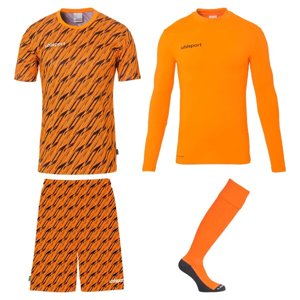 Uhlsport Progressive Torwart Set Kinder kurzarm fluo orange/schwarz 164