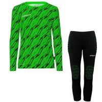 Progressive Goalkeeper Set langarm Kinder fluo grün/schwarz 164