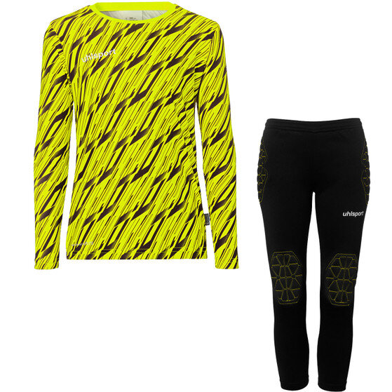 Progressive Goalkeeper Set langarm Kinder fluo gelb/schwarz 140